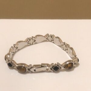 Silver tone and Brown Women's Bracelet